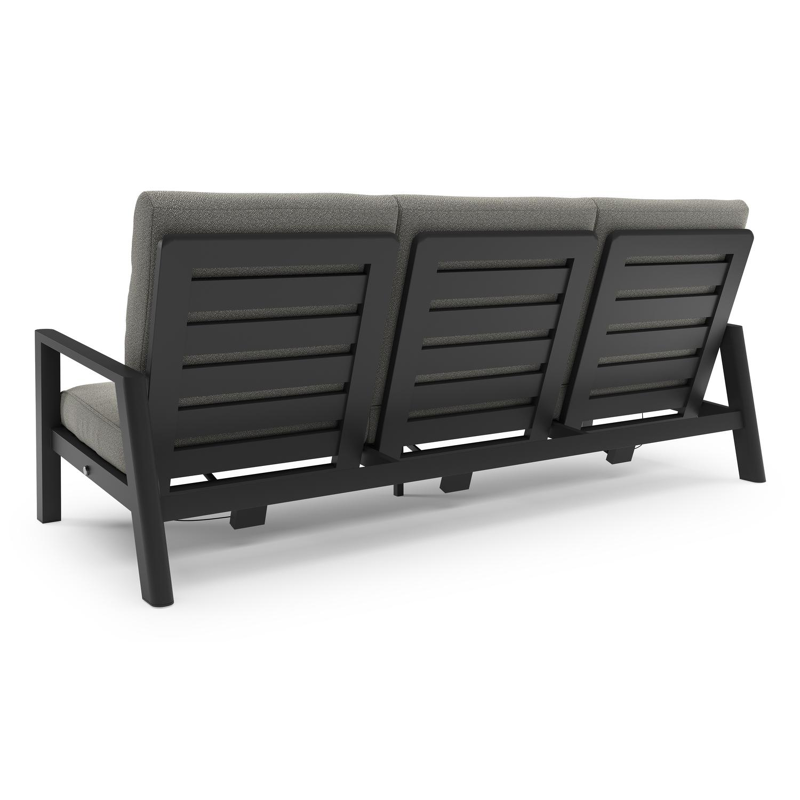 Cirello loungebank in zwart aluminium met savane tunder all weather sunbrella® luxe kussen