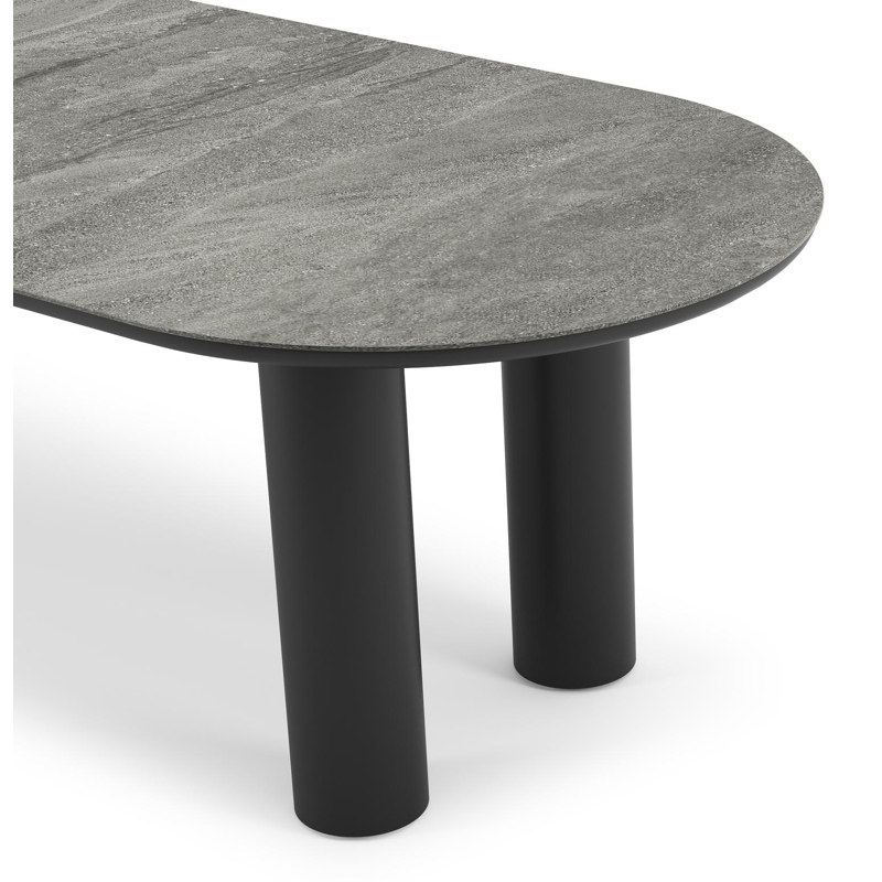 Organo tuintafel ovaal in zwart aluminium en volkeramiek  aspen grey - L 260 x B 100 x H 74 cm