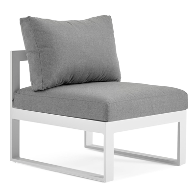Caldela loungezetel tussenstuk in wit aluminium met grijs polyester kussen