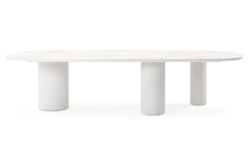 Amico tuintafel bombo xl in wit aluminium en volkeramiek Taj Mahal - L 320 x B 148 x H 73.5 cm