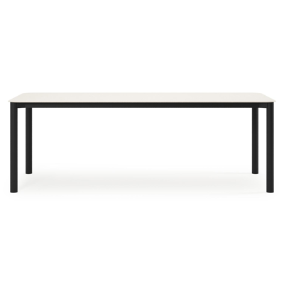 Mira tuintafel rechthoekig afgerond in zwart aluminium en sintered stone Crema minerale - L 220 x B 92 x H 74 cm