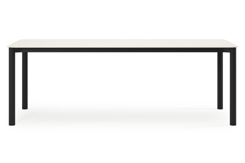 Mira tuinset in zwart aluminium en crema minerale sintered stone met 6 Gerona tuinstoelen