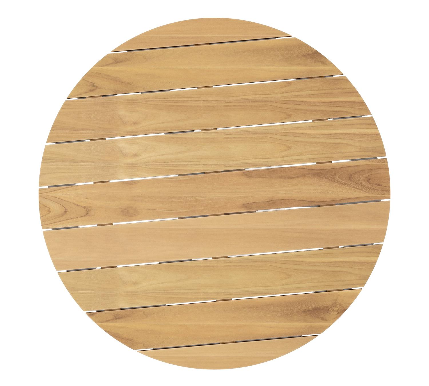 Fano tuintafel in wit aluminium en teak - Dia. 110 x H 75 cm