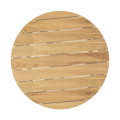 Fano tuintafel in wit aluminium en teak - Dia. 110 x H 75 cm