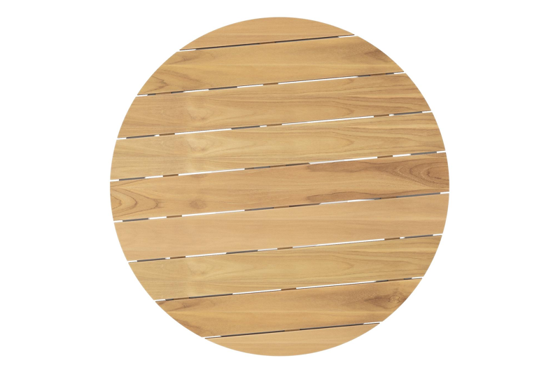 Fano tuintafel in wit aluminium en teak - Dia. 110 x H 75 cm