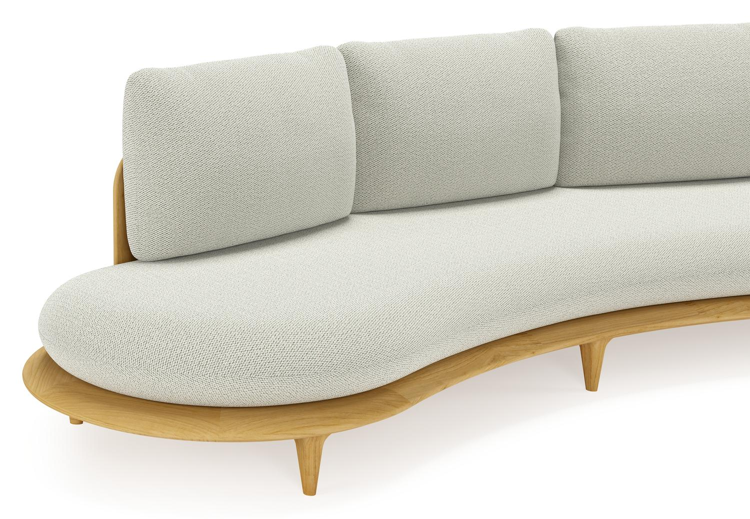 Canape de jardin Bomero en teck et coussins en all weather sunbrella® luxe lopi bud