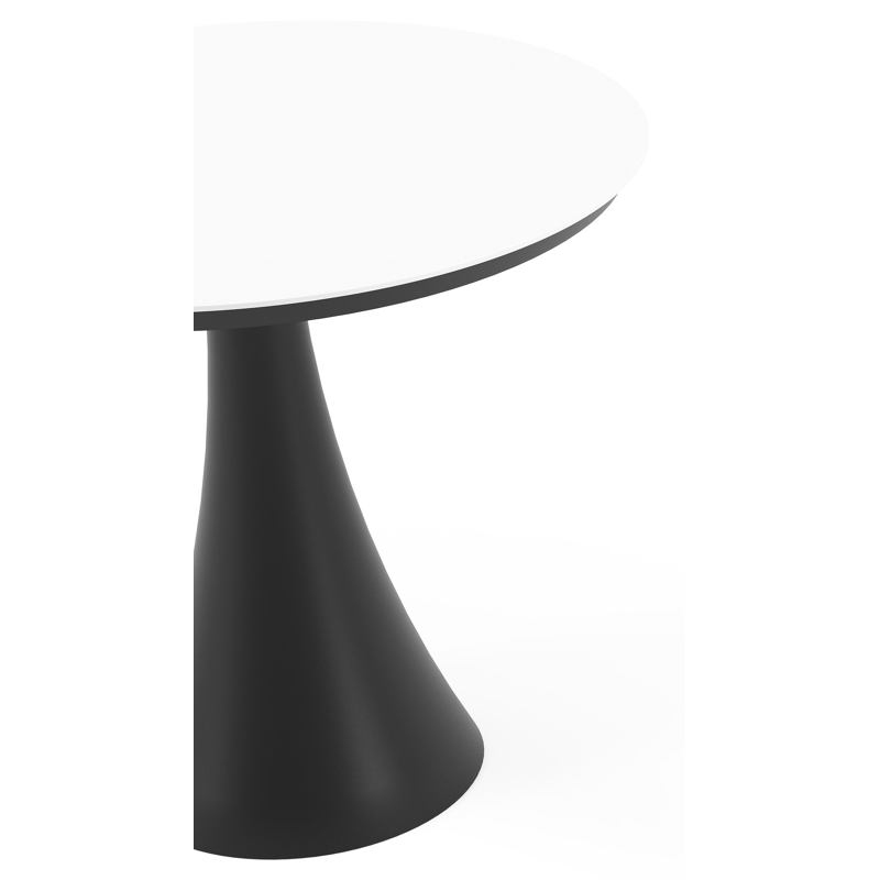 Fano tuintafel rond in zwart aluminium en volkeramiek Arctic White - Dia. 85 x H 75 cm