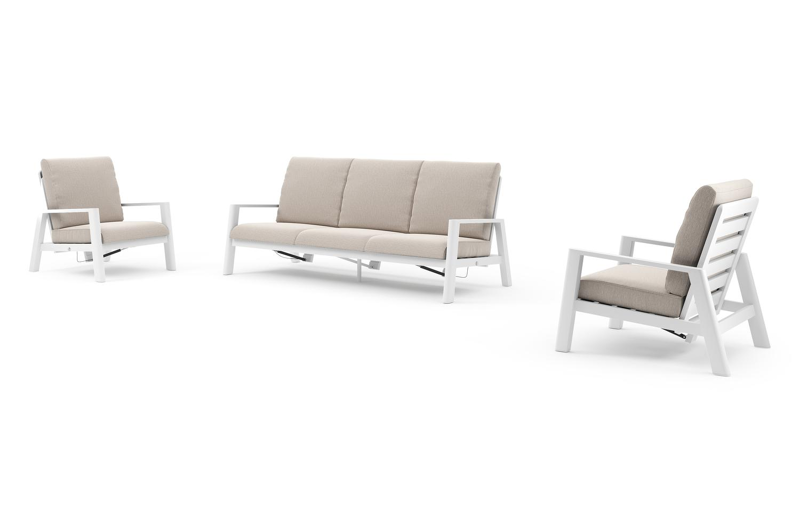 Cirello loungeset in wit aluminium met slow farafra all weather sunbrella® luxe kussen