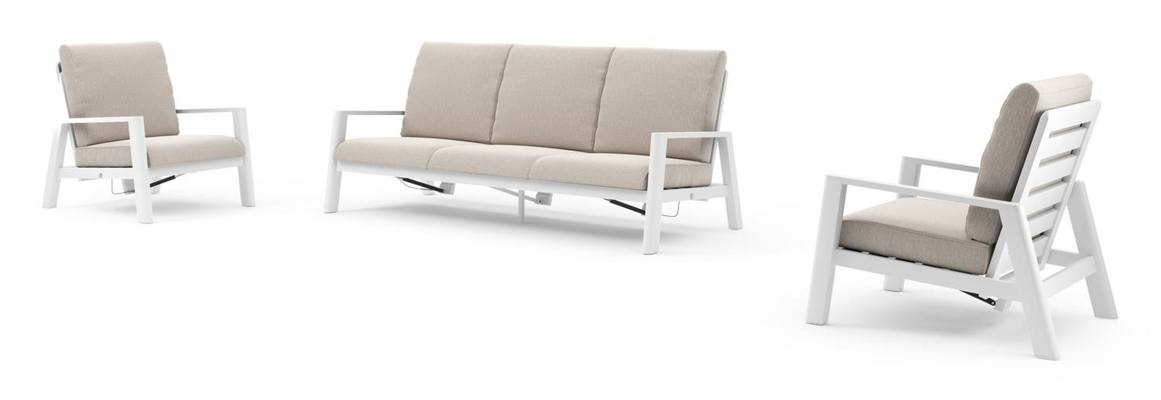 Cirello loungeset in wit aluminium met slow farafra all weather sunbrella® luxe kussen