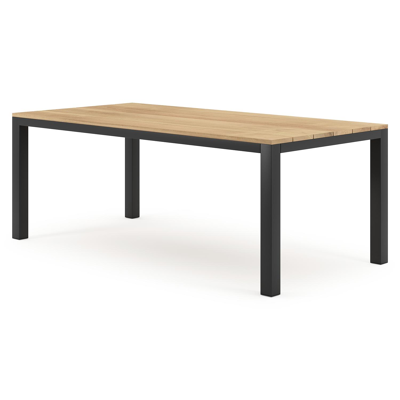 Capri tuintafel in zwart aluminium en teak - L 200 x B 100 x H 75,5 cm