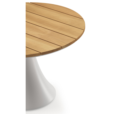 Fano loungetafel in wit aluminium en teak  - Dia. 85 x H 55 cm