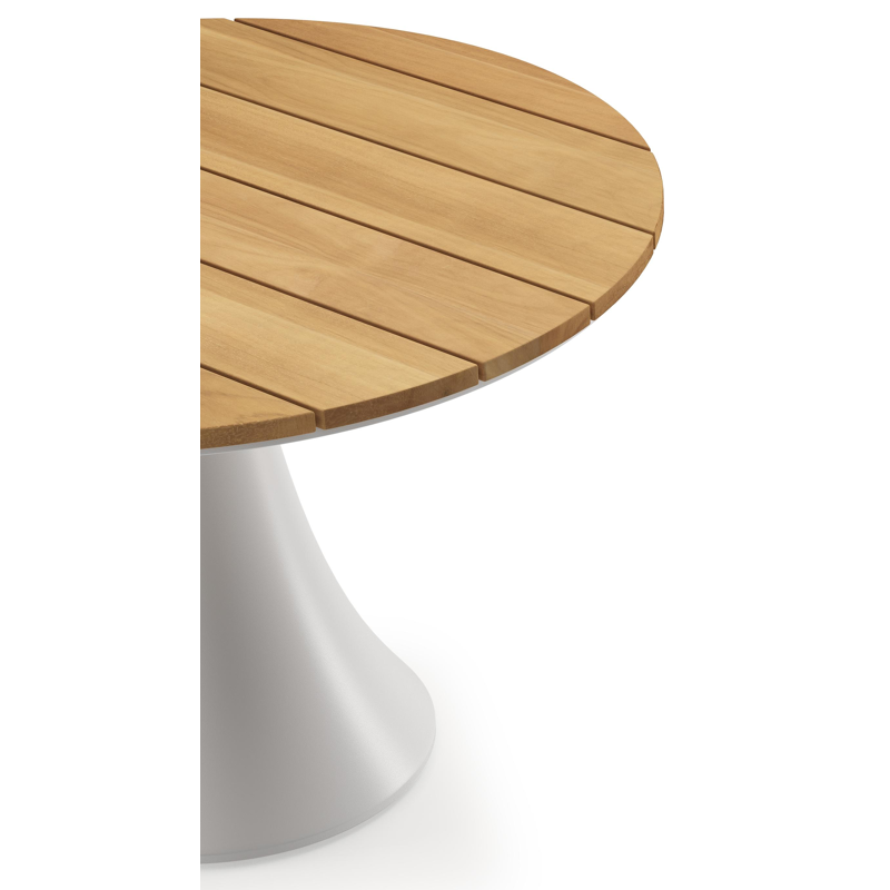 Fano loungetafel in wit aluminium en teak  - Dia. 85 x H 55 cm