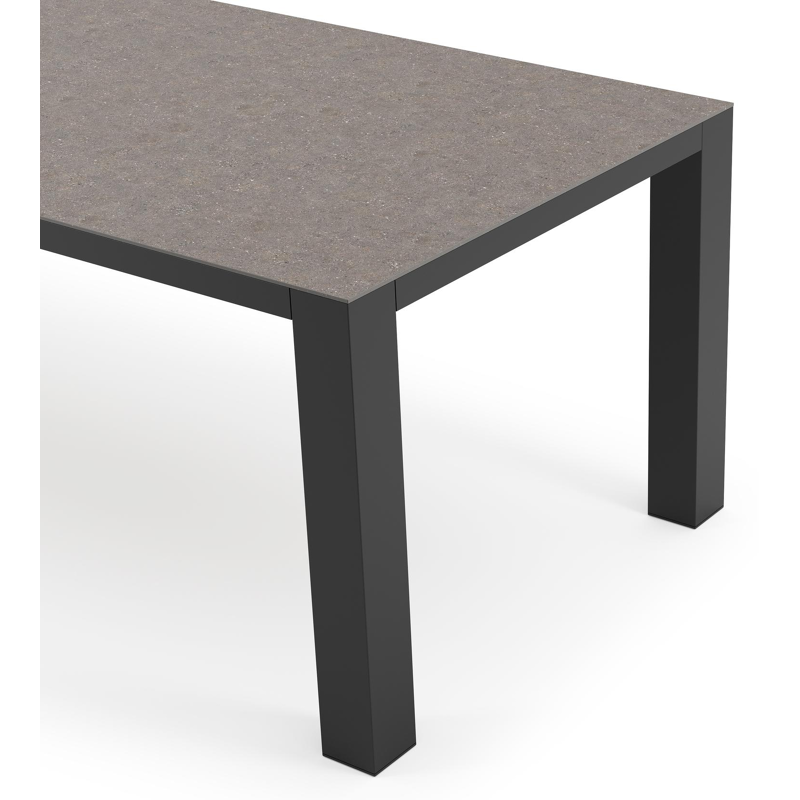 Nano tuintafel rechthoekig in zwart aluminium en volkeramiek wulong - L 240 x B 100 x H 75 cm