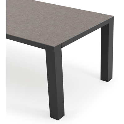 Nano tuintafel rechthoekig in zwart aluminium en volkeramiek wulong - L 240 x B 100 x H 75 cm