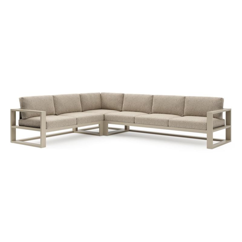Verato loungehoek in beige aluminium met bora jungle all weather cosytica kussen