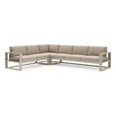 Verato loungehoek in beige aluminium met bora jungle all weather cosytica kussen