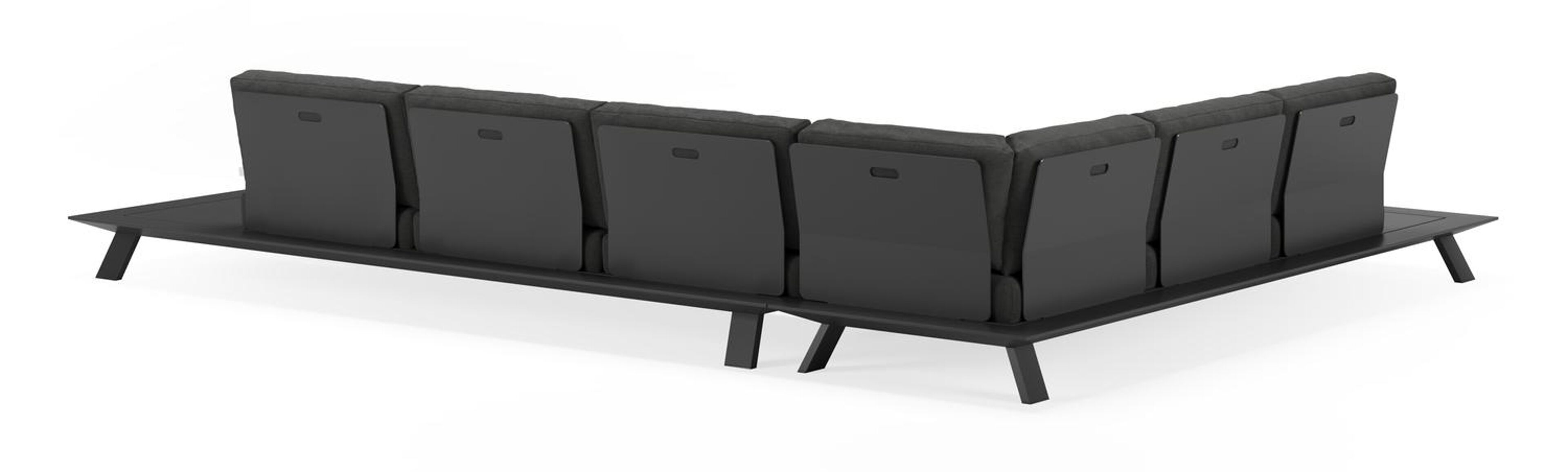 Cesano loungehoek in zwart aluminium met tundra charcoal all weather sunbrella® luxe kussens