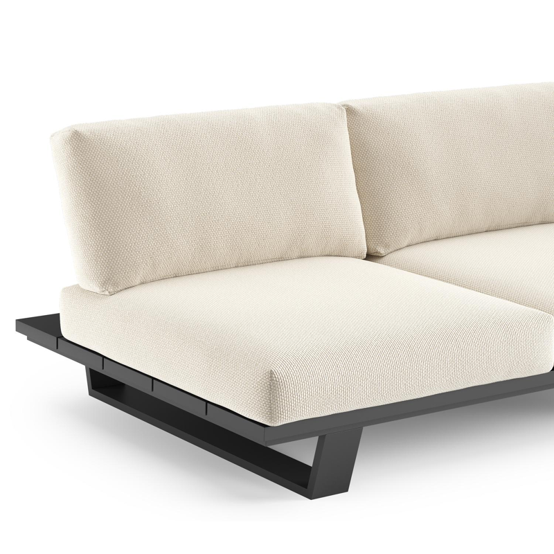 Pagino loungebank in zwart aluminium met althea off white all weather cosytica kussen
