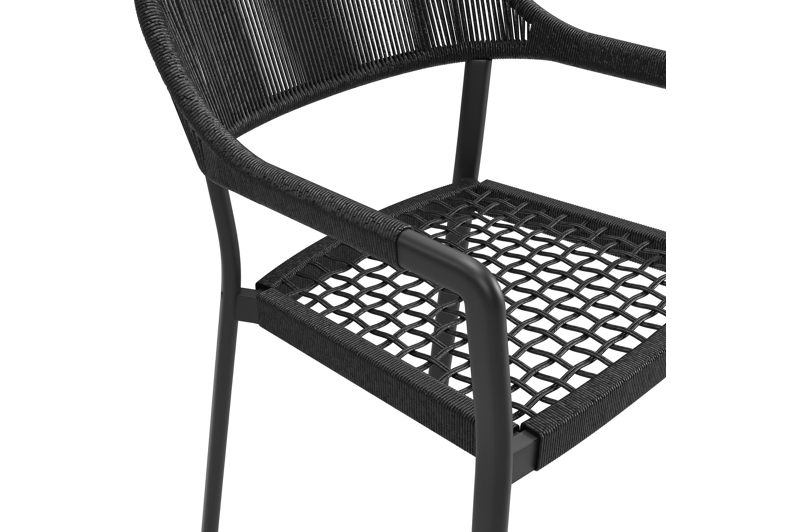 Cesano stapelbare tuinstoel in zwart aluminium en zwart wicker