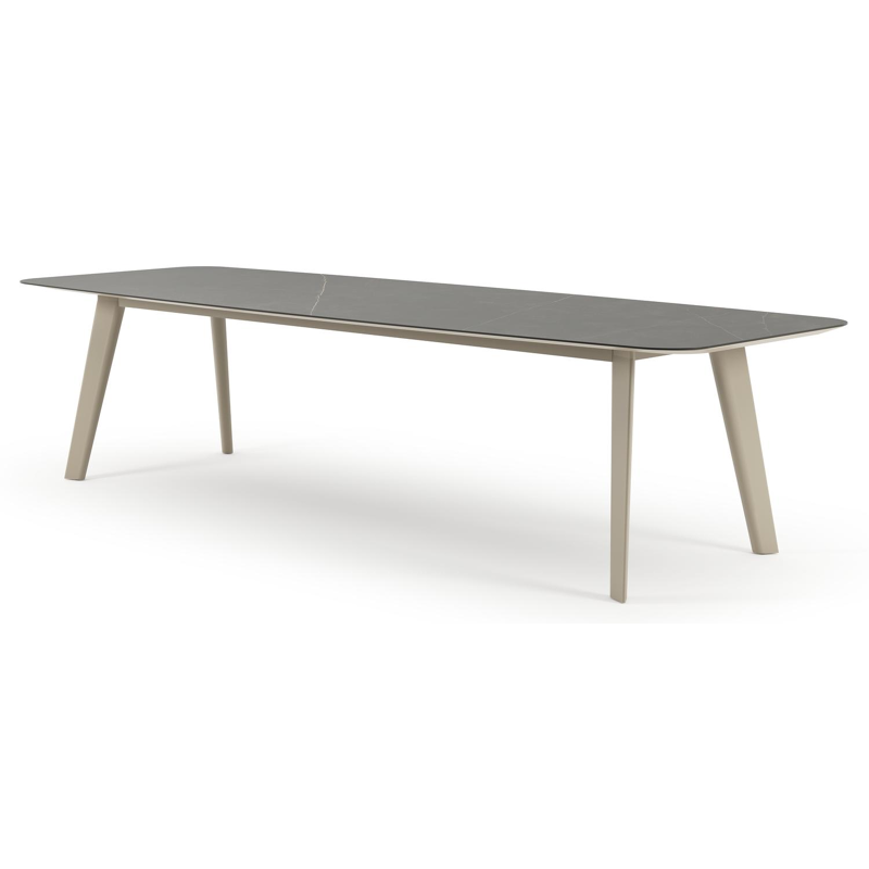 Lacrima tuintafel bootvorm in beige aluminium en volkeramiek Calatorao - L 315 x B 115 x H 73 cm