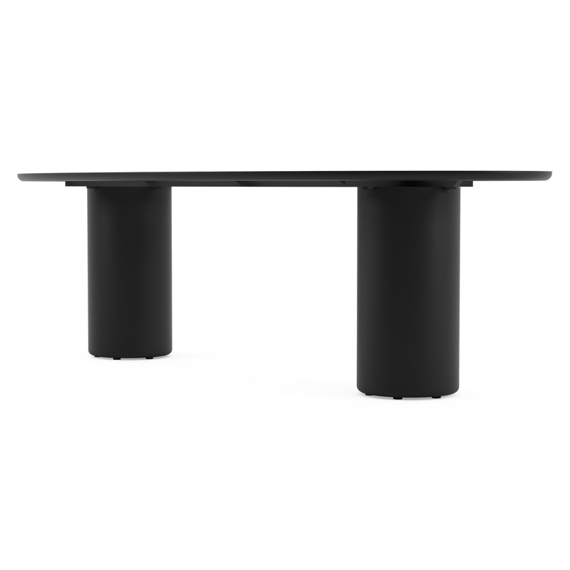 Table de jardin Amico oval en aluminium noir et céramique pleine Colorado Dunes - Lg. 260 x Lrg. 125 x Haut. 73.5 cm