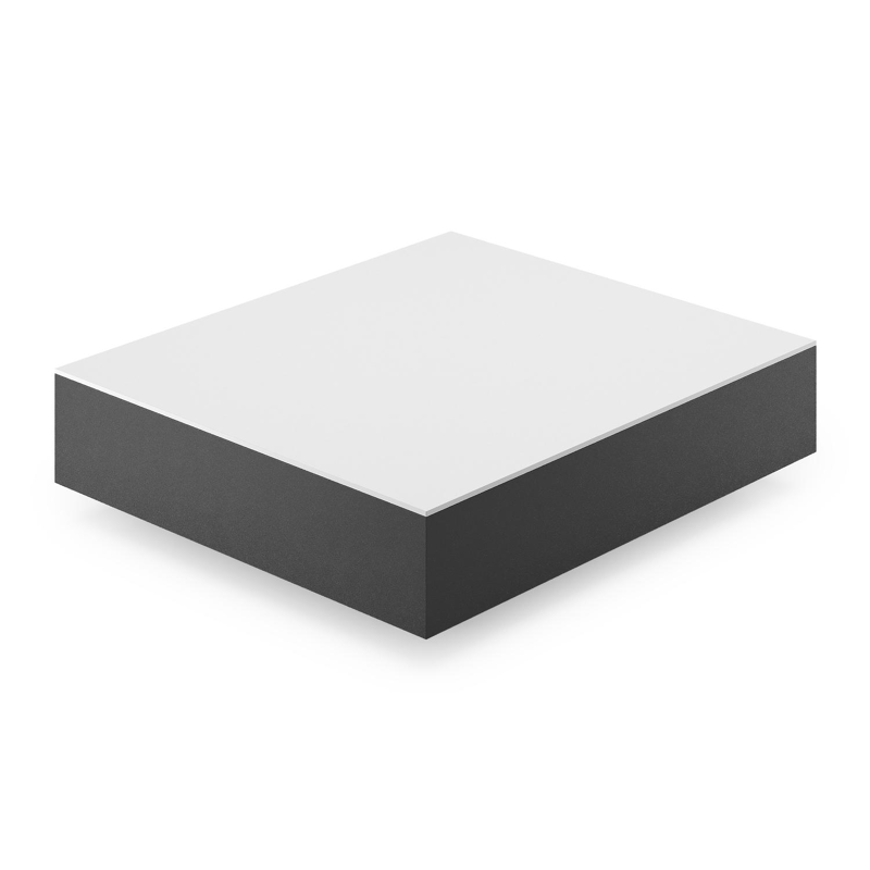 Como loungetafel rechthoekig in zwart aluminium en volkeramiek Arctic White - L 70 x B 80 x H 20 cm