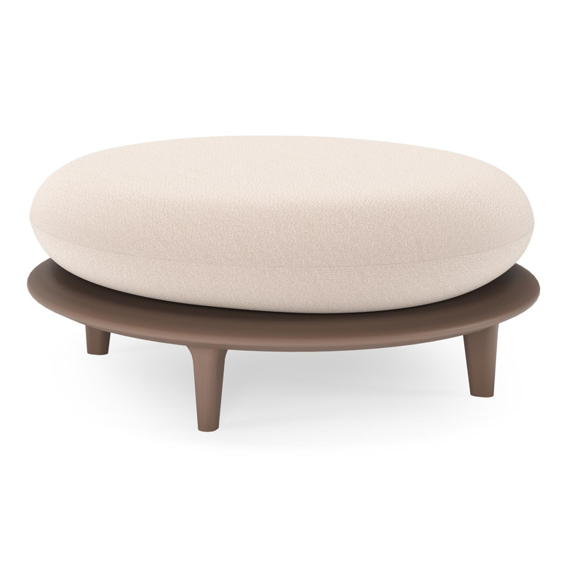 Bomero poef in taupe aluminium met wander pilat all weather sunbrella® luxe kussen