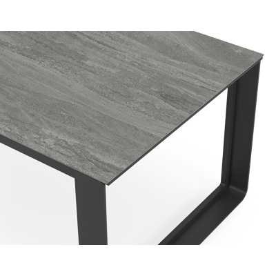 Table de jardin Atessa en aluminium noir et céramique pleine aspen grey - Lg 240 x Larg, 100 x H 75 cm