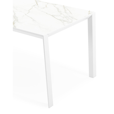 Malito tuintafel in wit aluminium en volkeramiek calacatta - L 180 x B 80 x H 75 cm