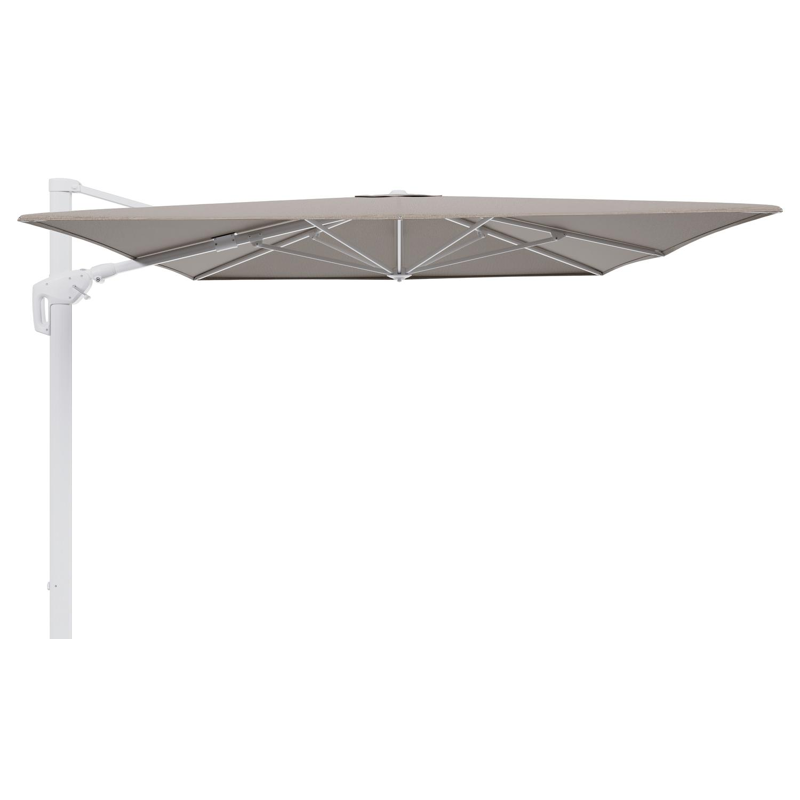 Parasol pendant Minore avec fonction tilt en aluminium blanc et toile de parasol en All Weather Solica Firenze Earth  - Lg.1 400 x Lg.2 300 cm (sans pied de parasol)