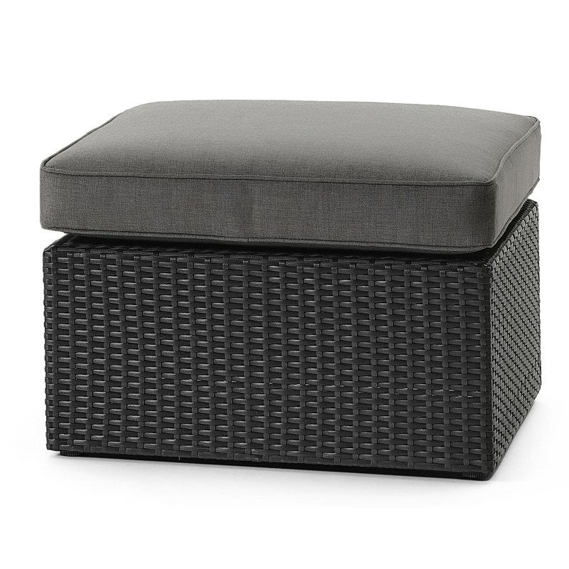 Gio loungehoek in zwart wicker en aluminium met grijs polyester kussen en loungetafel