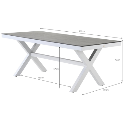 Bahia tuinset - - tafelblad in spraystone - met 8  tuinstoelen