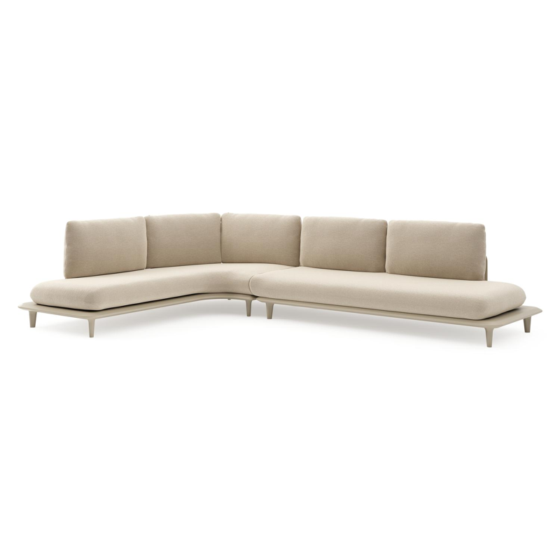 Bomero loungehoek in beige aluminium met althea chalk all weather cosytica kussen