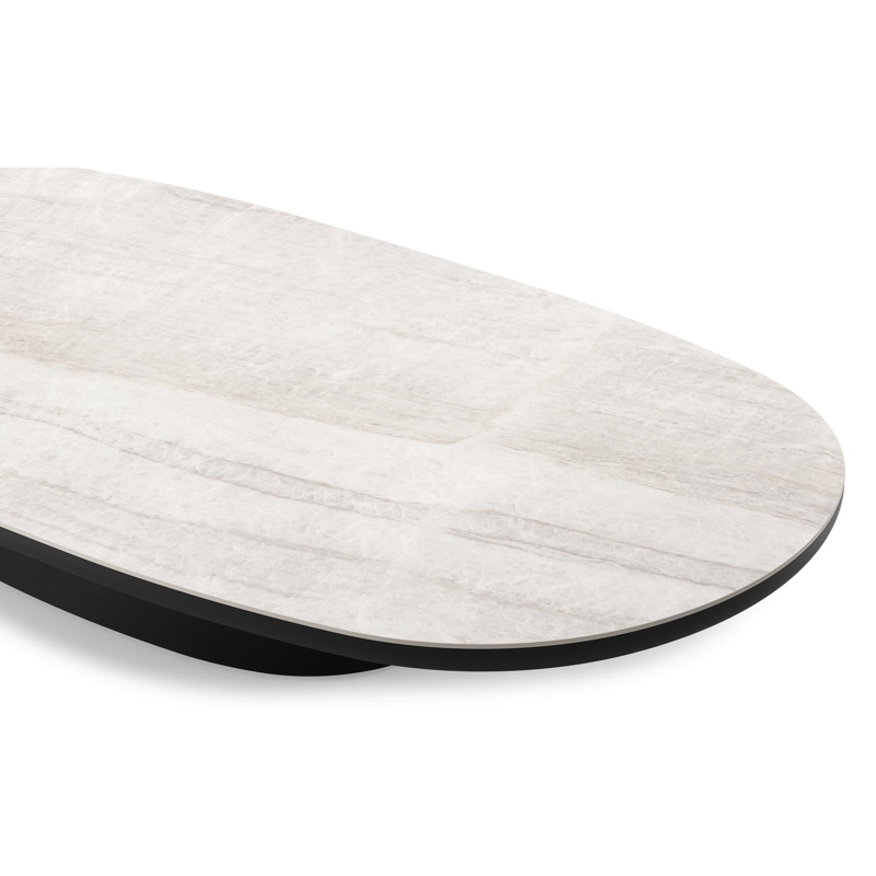 Amico loungetafel bombo in zwart aluminium en volkeramiek Taj Mahal - L 171 x B 89 x H 24 cm