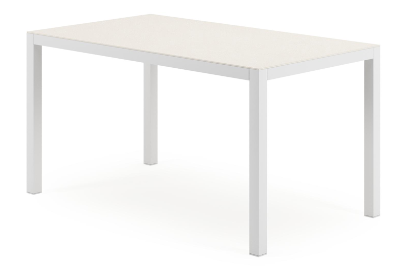 Feltro tuinset in wit aluminium en sintered stone Crema minerale met 2 Cosa tuinstoelen