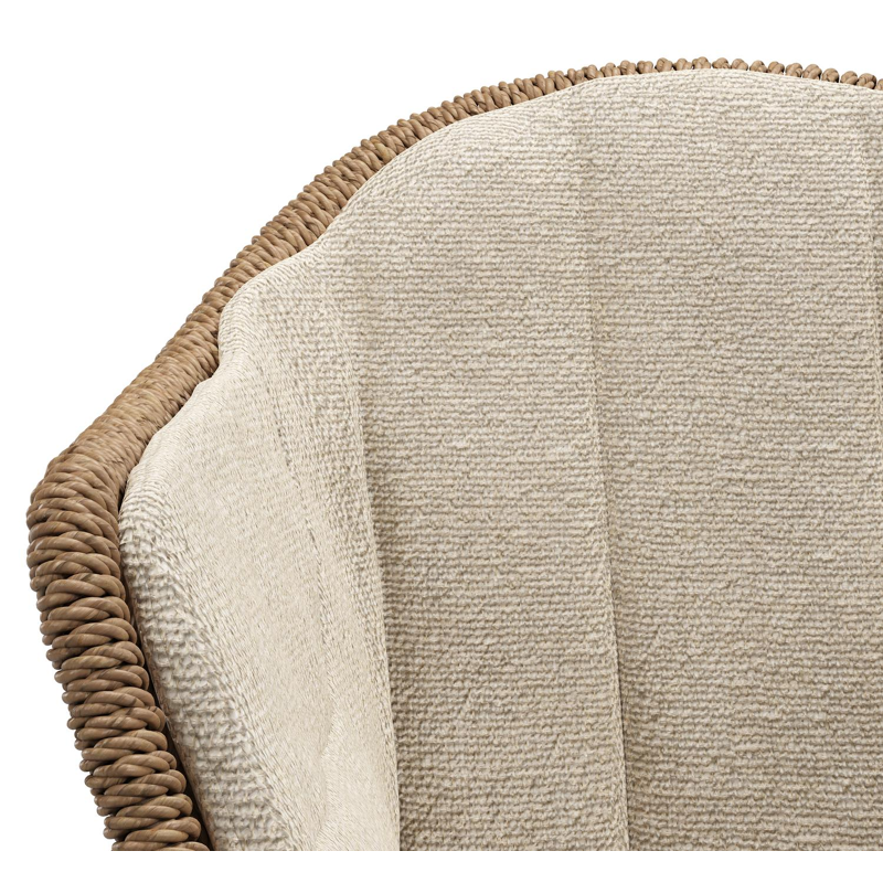 Pagino tuinstoel in wit aluminium en bruin ronde wicker met zitkussen in All Weather Cosytica Marbella Sand