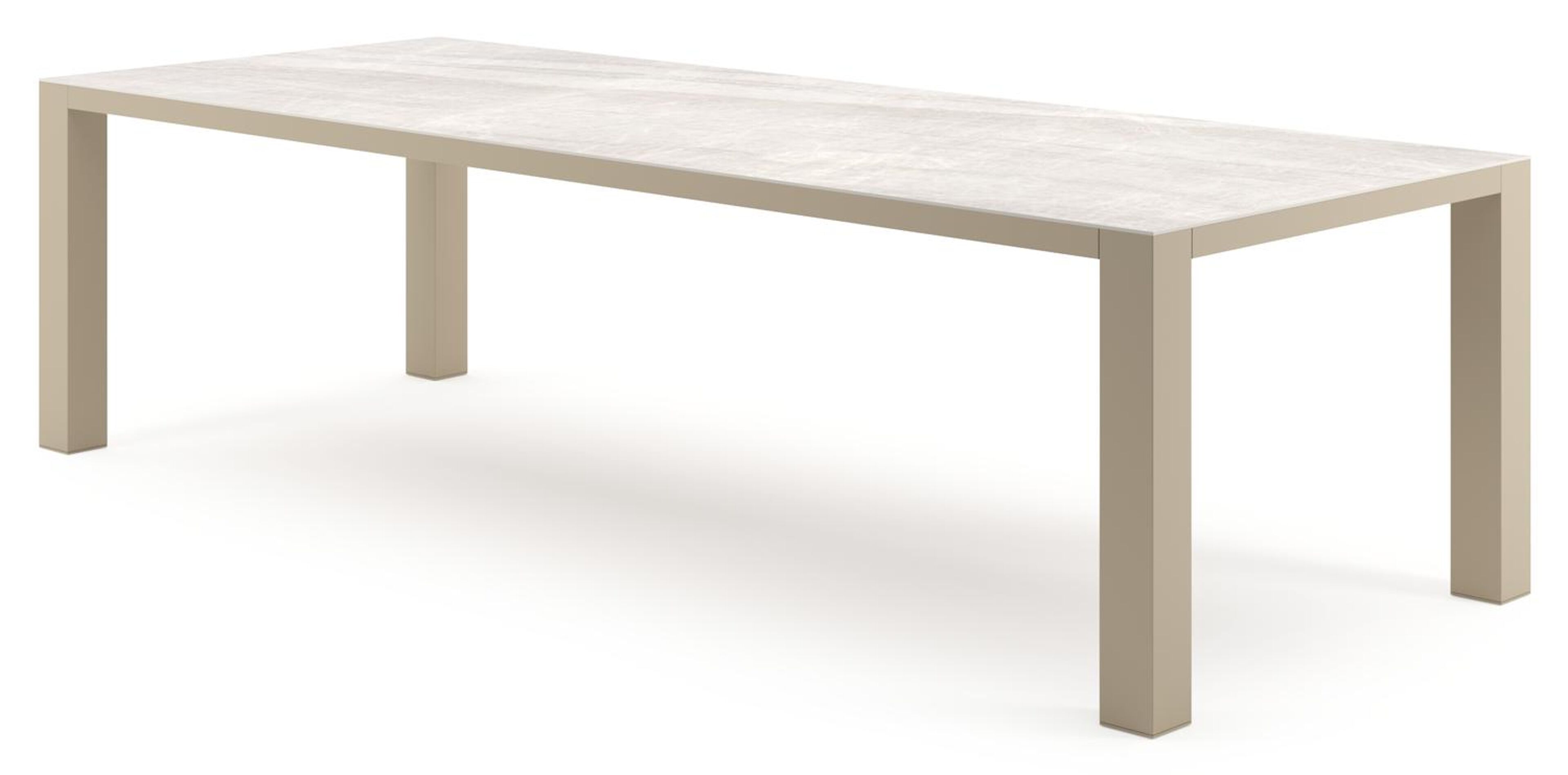 Nano tuintafel rechthoekig in beige aluminium en volkeramiek Taj Mahal - L 280 x B 110 x H 75 cm