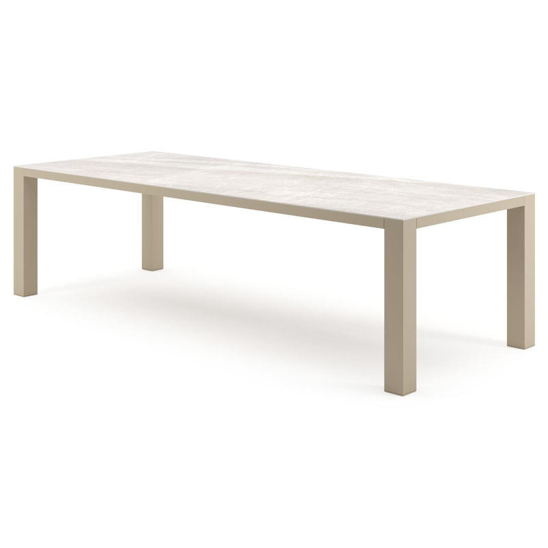 Nano tuintafel rechthoekig in beige aluminium en volkeramiek Taj Mahal - L 280 x B 110 x H 75 cm