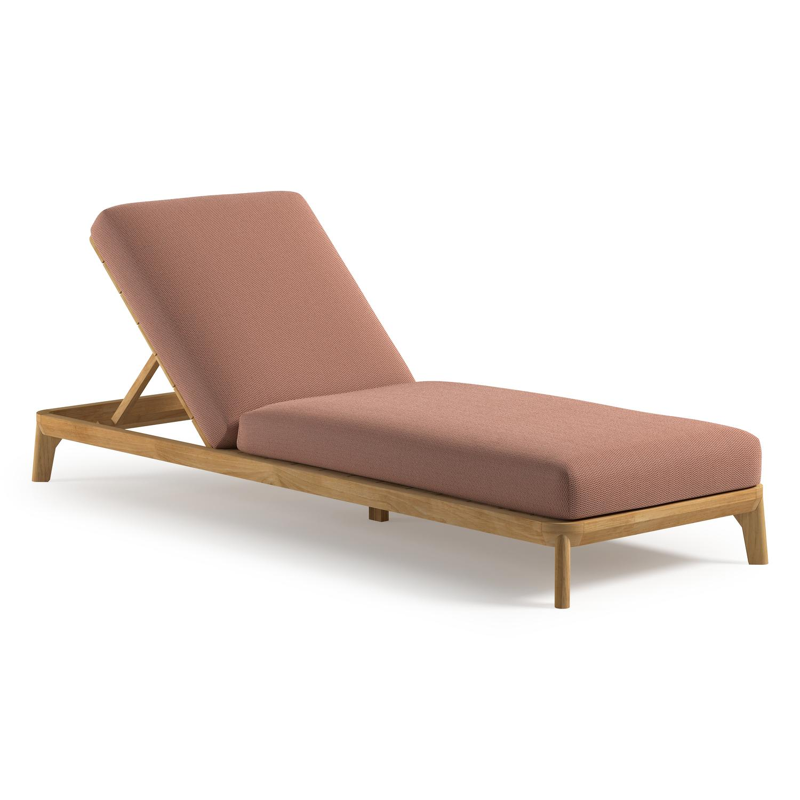 Orso verstelbaar ligbed in teak met lopi fawn all weather Sunbrella® luxe kussen