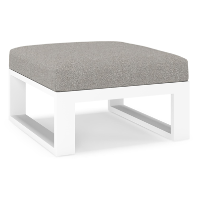 Verato poef in wit aluminium met tundra charcoal all weather sunbrella® luxe kussen