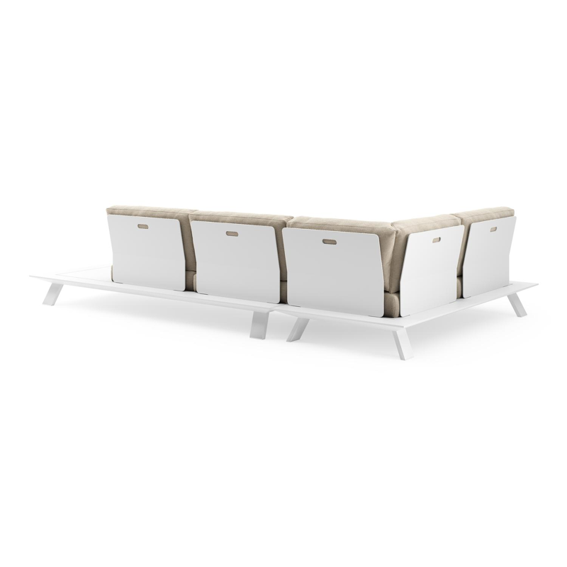 Cesano loungehoek in wit aluminium met althea chalk all weather Cosytica kussen