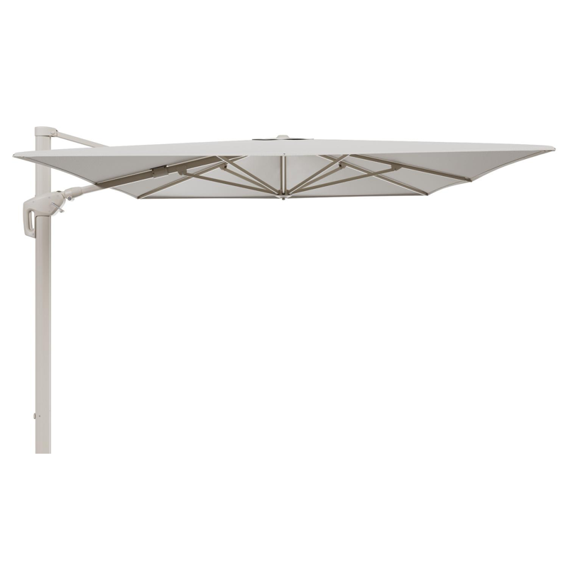 Minore zweefparasol met tiltfunctie in beige aluminium en Lopi Marble All Weather Sunbrella® Luxe parasoldoek - L1: 400 x L2: 300 cm (zonder voet)