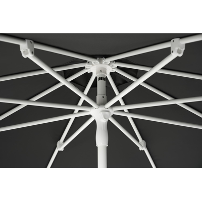 Milano staanparasol in wit aluminium met grijs polyester parasoldoek - Dia. 270 cm (zonder voet)
