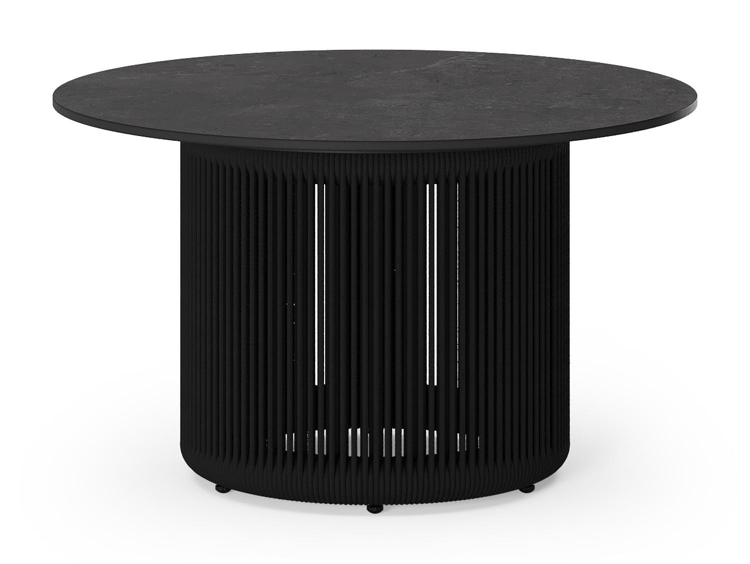 Table basse Erla en aluminium noir en corde noir et sintered stone zwart - Lg. 60 x Lrg. 35 x Haut. 30 cm