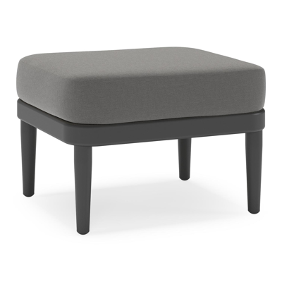 Pouf Orso en aluminium noir en textilène noir avec coussin en all weather sunbrella® luxe natte charcoal chine