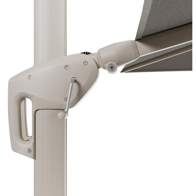 Parasol pendant Minore avec fonction tilt en aluminium beige et toile de parasol All Weather Solica Firenze Sand - Lg.1 280 Lg.2 370 cm (sans pied de parasol)