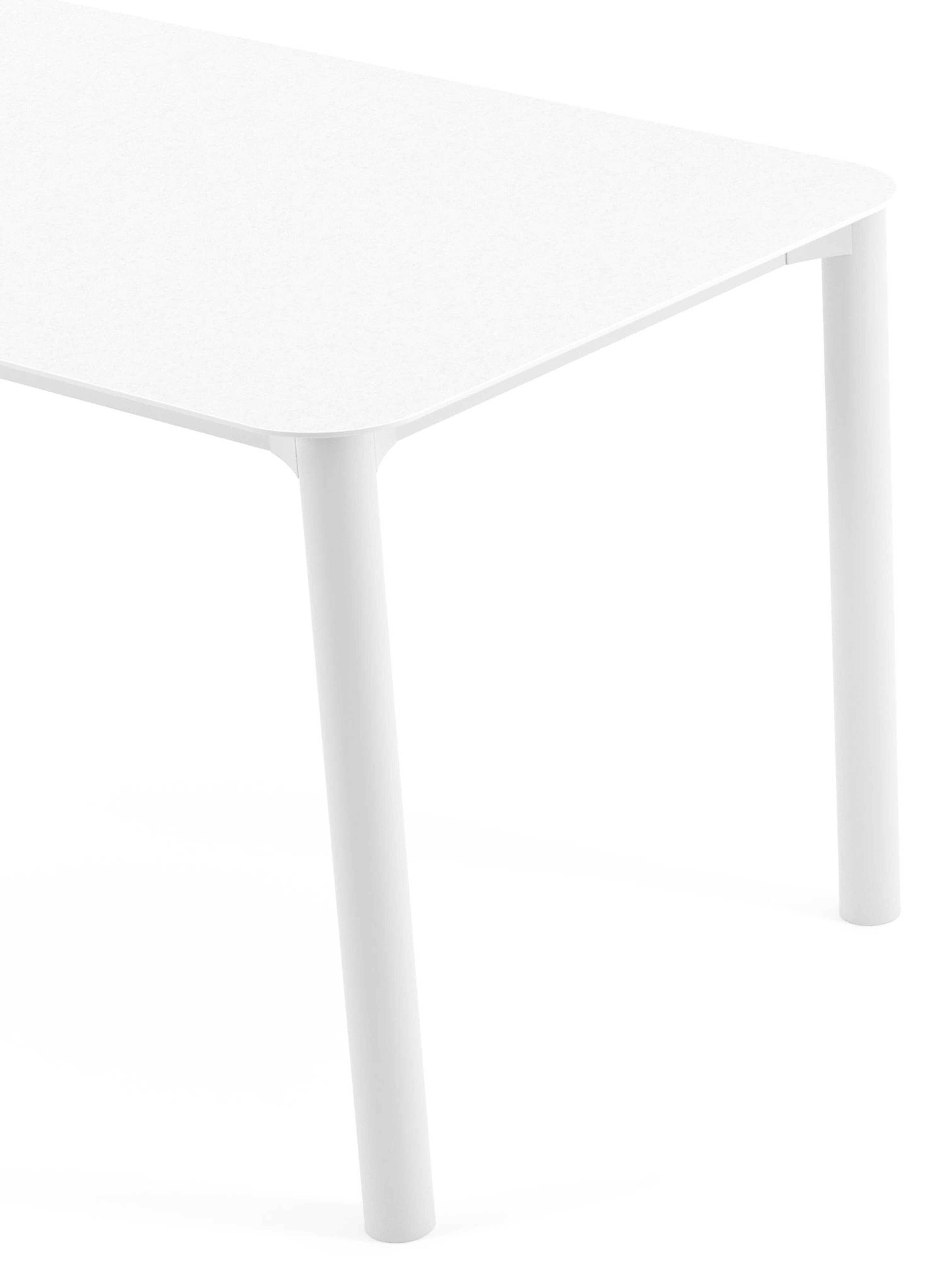 Orso tuintafel rechthoekig afgerond in wit aluminium en volkeramiek Arctic White - L 140 x B 80 x H 74.5 cm