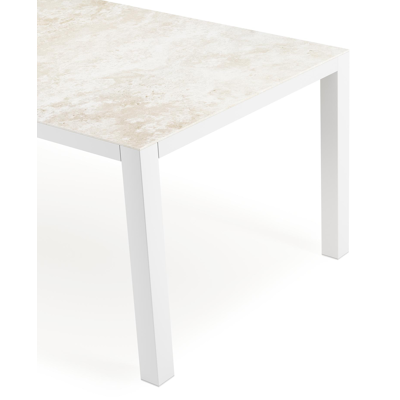Table de jardin Como rectangulaire en aluminium blanc et céramique pleine Rapolano Lg. 200 x Lrg. 100 cm