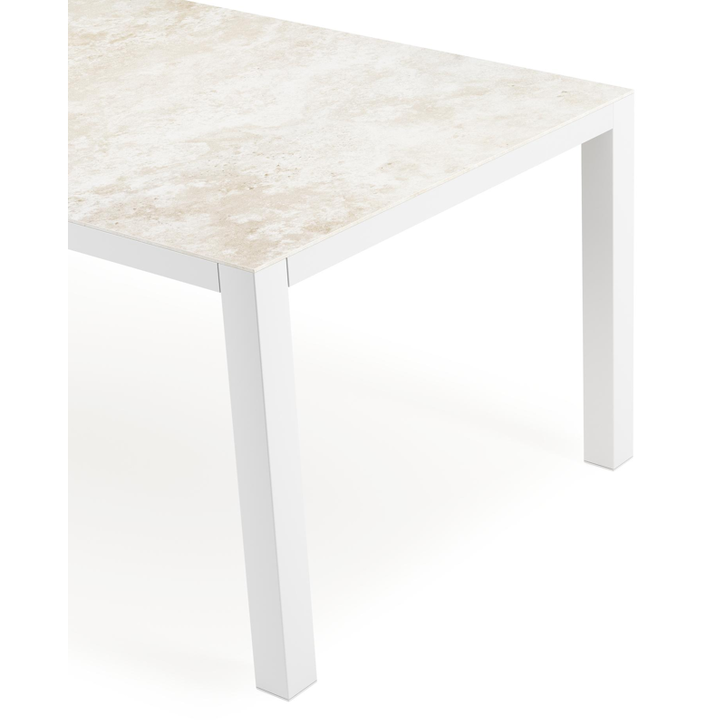 Table de jardin Como rectangulaire en aluminium blanc et céramique pleine Rapolano Lg. 200 x Lrg. 100 cm