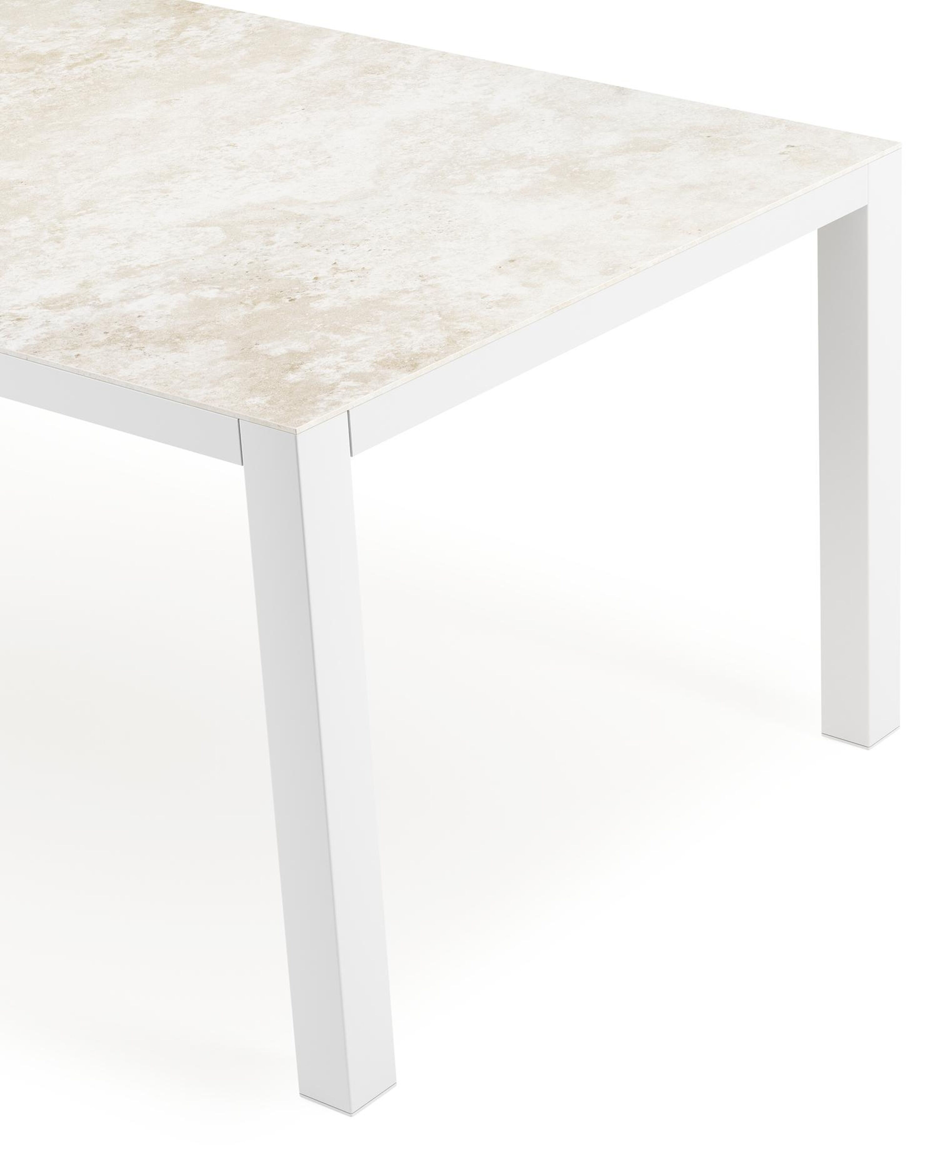 Como tuintafel rechthoekig in wit aluminium en volkeramiek Rapolano - L 200 x B 100 x H 75 cm